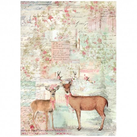 STAMPERIA PAPIER RYŻOWY A4 WINTER MAGIC JELEŃ