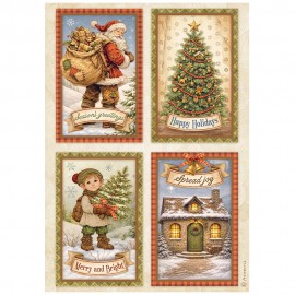 STAMPERIA PAPIER RYŻOWY A4 SILENT NIGHT 4 KARTY