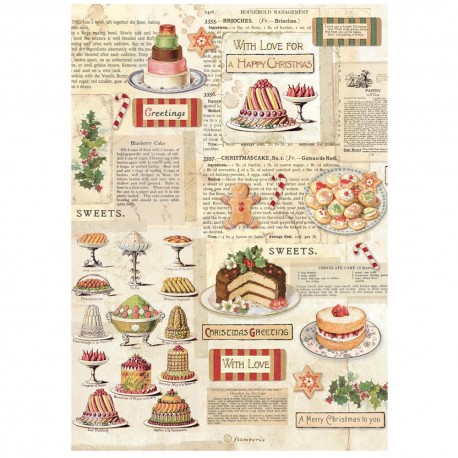 STAMPERIA PAPIER RYŻOWY A4 CLASSIC CHRISTMAS SŁODKOŚCI