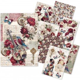 CB PAPIER RYŻOWY A5 MIX 8szt Bohemian burgundy