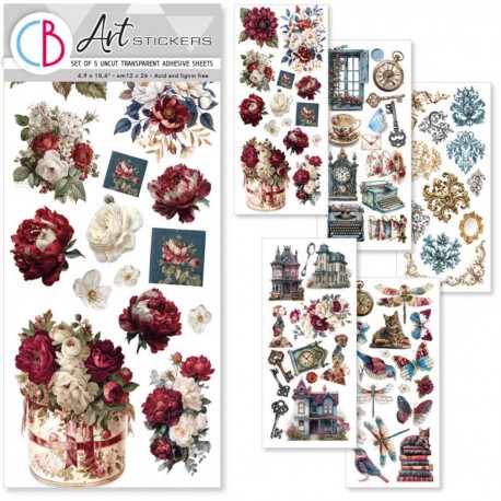 CB ART STICKERS 5szt NAKLEJKI Bohemian burgundy