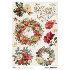 CB PAPIER RYŻOWY A4 Merry & Br Floral wreaths