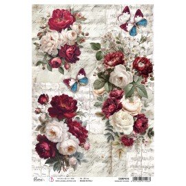 CB PAPIER RYŻOWY A4 Bohemian b Burgundy blooms