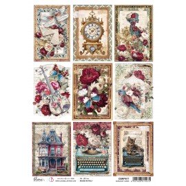 CB PAPIER RYŻOWY A4 Bohemian b Burgundy cards