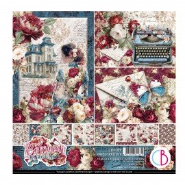 CB BLOK PAPIERÓW SCRAP.20x20cm /12 szt Bohemian burgundy˙