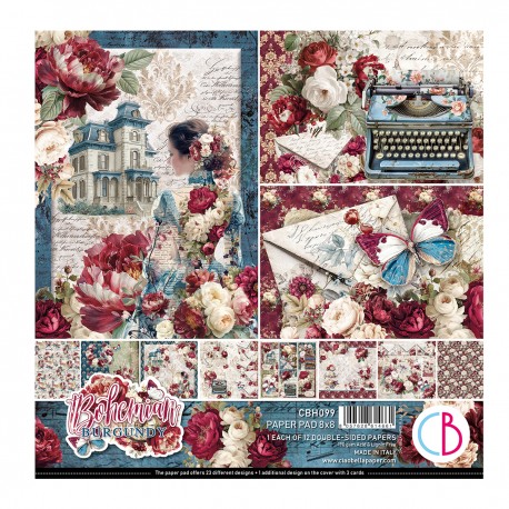 CB BLOK PAPIERÓW SCRAP.20x20cm /12 szt Bohemian burgundy˙