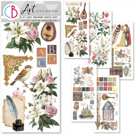 CB ART STICKERS 5szt NAKLEJKI Courtly Love