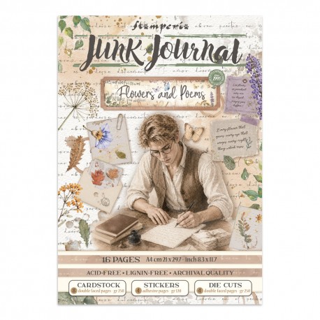 STAMPERIA JUNK JOURNAL 16kart FLOWERS AND POEMS