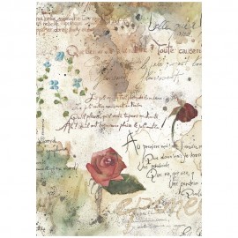 STAMPERIA PAPIER RYŻOWY A4 FLOWERS AND POEMS WZOREK