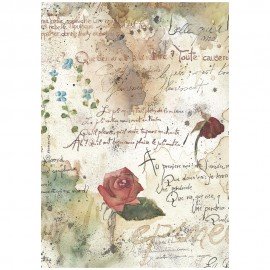 STAMPERIA PAPIER RYŻOWY A4 FLOWERS AND POEMS WZOREK