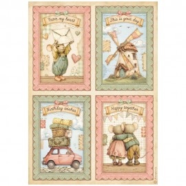 STAMPERIA PAPIER RYŻOWY A4 COZY FAMILY 4 KARTY