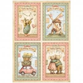STAMPERIA PAPIER RYŻOWY A4 COZY FAMILY 4 KARTY