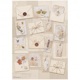 STAMPERIA PAPIER RYŻOWY A4 FLOWERS AND POEMS LITERY