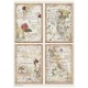 STAMPERIA PAPIER RYŻOWY A4 FLOWERS AND POEMS 4 KARTY