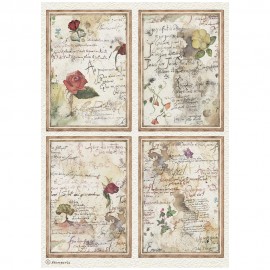 STAMPERIA PAPIER RYŻOWY A4 FLOWERS AND POEMS 4 KARTY