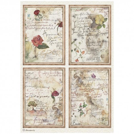 STAMPERIA PAPIER RYŻOWY A4 FLOWERS AND POEMS 4 KARTY