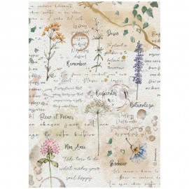STAMPERIA PAPIER RYŻOWY A4 FLOWERS AND POEMS KWIATY PISMO