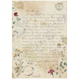 STAMPERIA PAPIER RYŻOWY A4 FLOWERS AND POEMS LIST