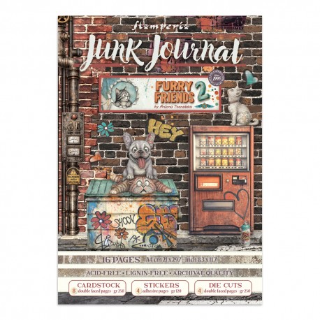 STAMPERIA JUNK JOURNAL 16kart FURRY FRIENDS 2