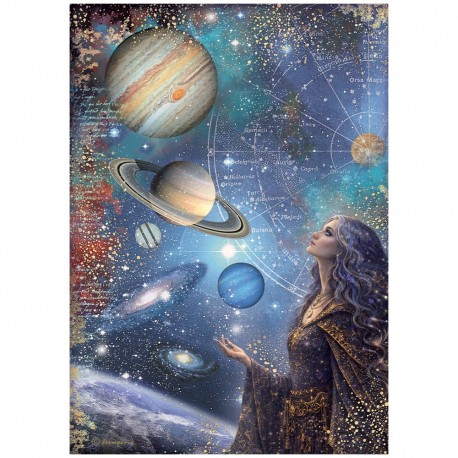 STAMPERIA PAPIER RYŻOWY A4 COSMOS PLANETY