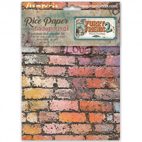 STAMPERIA PAPIER RYŻOWY A6 8szt TŁA FURRY FRIENDS 2