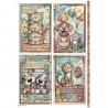 STAMPERIA PAPIER RYŻOWY A4 FURRY FRIENDS 2 KARTY