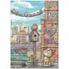 STAMPERIA PAPIER RYŻOWY A4 FURRY FRIENDS 2 KOT I PTASZKI