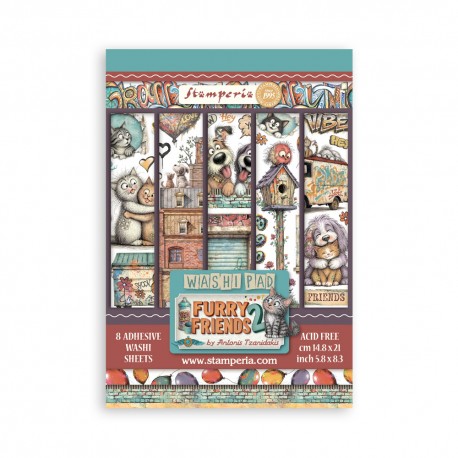 STAMPERIA PAPIER WASHI A5 8szt FURRY FRIENDS 2