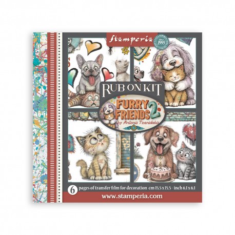 STAMPERIA RUB-ON TRANSFER 15,5 x15,5 6szt FURRY FRIENDS 2
