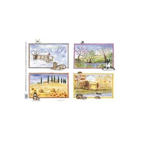 DECOMANIA PAPIER RYŻOWY 35x50 PEJZAŻE 4 PORY ROKU